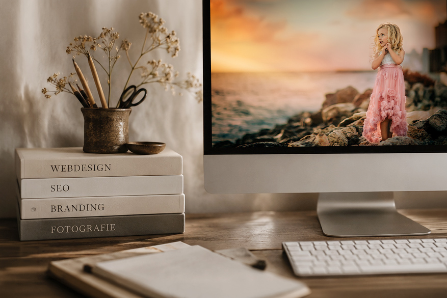 Bureau tijdens het maken van websites op een Imac door Willie kers